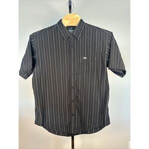 Vintage Anchor Blue Button Shirt Men's XXL Black Short Sleeve Pocket‎ Geometric